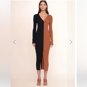 Staud Shoko Split Cardigan Dress in Poppy Rosebud